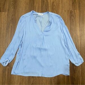 Sfera basic light blue, long sleeve‎ tops, size large v-neck work casual